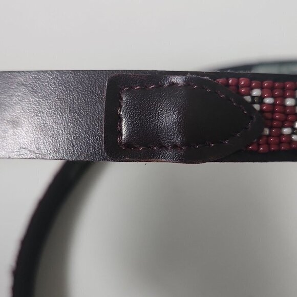 NEVADA | beaded leather belt brown red sz M - Picture 4 of 6